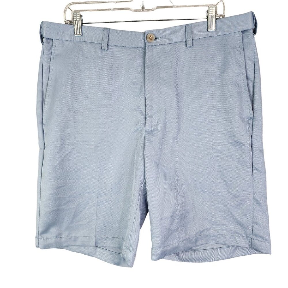 Men's Haggar Classic-Fit Blue Polyester Shorts 10" Inseam Size 36